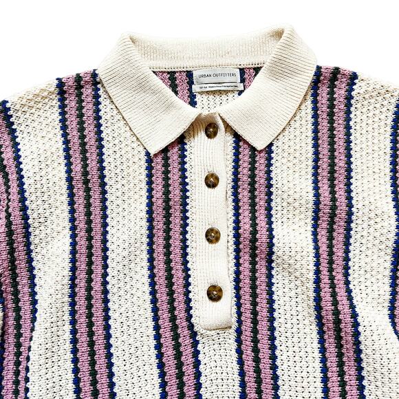 Urban Outfitters Ricky Waffle Knit Long Sleeve Polo Shirt Sweater Medium - Picture 5 of 8